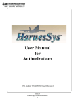 HarnesSysTM User Manual Authorizations for