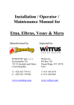 Installation / Operator / Maintenance Manual for Etna, Elbrus