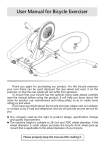 User Manual for Bicycle Exerciser