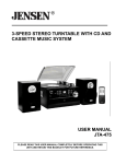 3-speed stereo turntable with cd and cassette music system user