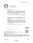 VIZIO VO370M/VO420E User Manual Dear VlZIO Customer