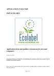 APPLICATION PACK FOR THE ECOLABEL Application form and