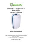 Meaco 20L medium home dehumidifier Instruction