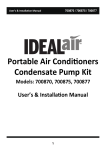 Ideal Air 700877 Condensation Pump Manual