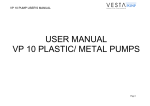USER MANUAL VP 10 PLASTIC/ METAL PUMPS
