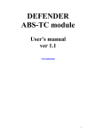DEFENDER ABS-TC module User`s manual ver 1.1