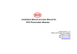 Installation Manual and User Manual for BYD Photovoltaic Modules