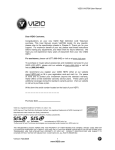 VlZlO VA370M User Manual Dear VlZlO Customer, Congratulations
