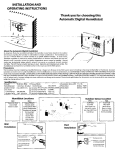 INSTALLATION AND OPERATING INSTRUCTIONS Thank you for