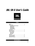JBL SR-X User`s Guide