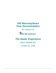 ARI WarrantySmart User Documentation The Dealer Experience