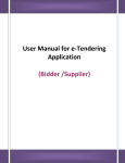 User Manual for e-Tendering Application (Bidder /Supplier)