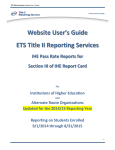 Website User`s Guide ETS Title II Reporting Services IHE Pass Rate