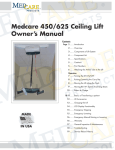 Medcare 450/625 Ceiling Lift Owner`s Manual