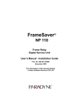 FrameSaver NP 110, Frame Relay Digital Service Unit, User`s Manual