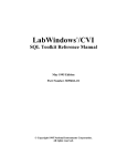 LabWindows/CVI SQL Toolkit Reference Manual