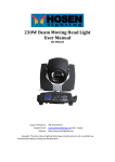 230W Beam Moving Head Light User Manual