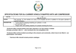 specifications for ba carrier vehicle equipped with air compressor