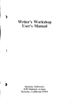 Writer`s Workshop User`s Manual 10/86
