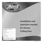 installation and operation manual for Hunter Ceiling Fans
