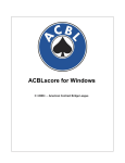 ACBLscore Manual - American Contract Bridge League