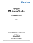 GPS200 GPS Antenna/Receiver User`s Manual