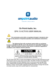 On Point Audio, Inc. OPA 15 ACTIVE USER MANUAL