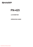 Sharp PN-425 user manual Tv User Guide Manual Operating