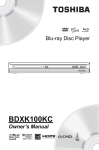 BDXK100KC Blu-ray DVD Player User`s Manual