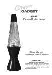 A185A Plasma Rocket Lamp User Manual