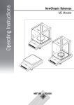 Operating Instructions NewClassic Balances ME