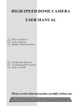 HIGH SPEED DOME CAMERA USER MANUAL