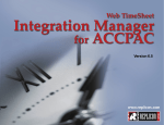 Web TimeSheet Integration Manager for ACCPAC User Manual