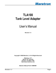 TLA100 Tank Level Adapter User`s Manual