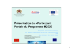 Présentation du «Participant Portal» du Programme H2020
