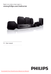 Philips HTS3020 Cinema Home Theatre System User Guide Manual
