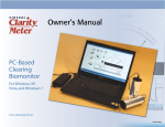 Owner`s Manual - The Clarity Meter