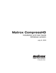 Matrox CompressHD Installation and User Guide (Windows version)