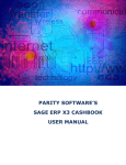 PARITY SOFTWARE`S SAGE ERP X3 CASHBOOK USER MANUAL