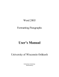 Word 2003 Formatting Paragraphs Manual
