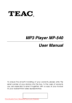 TEAC MP-540 User Guide Manual