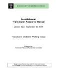 Saskatchewan Transfusion Resource Manual