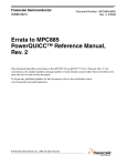 Errata to MPC885 PowerQUICC™ Reference Manual