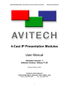 Avitech 4-Cast IP User Manual with RS-232 Protocol