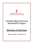 Canadian Blood Services Alberta/NWT Region Directory of Services