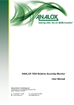 ANALOX 7000 Relative Humidity Monitor User Manual