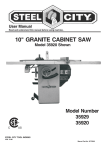 35920 - 10" Granite Cabinet Saw - Steel City Tool Works