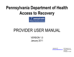 Pennsylvania Department of Health Access to Recovery PROVIDER