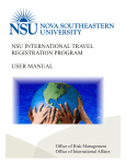 NSU International Travel Registration Program User Manual