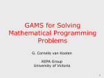 GAMS for Solving Mathematical Programming Problems